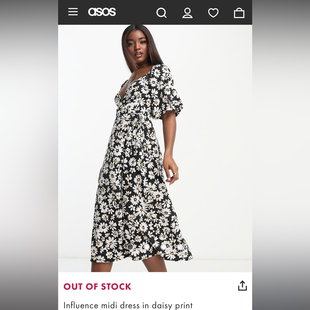 Influence midi dress in daisy print